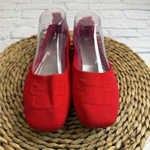 Red Women's Knit Ballet Flats. Size 9.